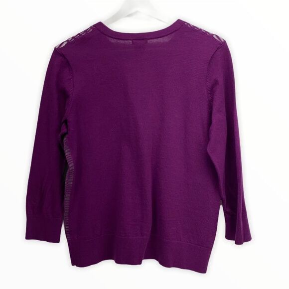 Ann Taylor Windowpane Cardigan Purple size Medium - Picture 2 of 6